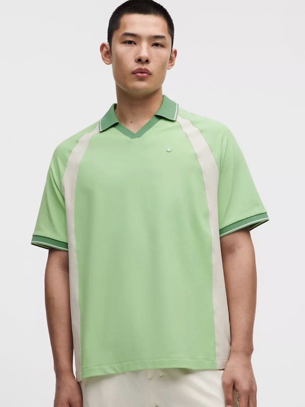 lululemon athletica Light Mint Green Polo with Cream Panels